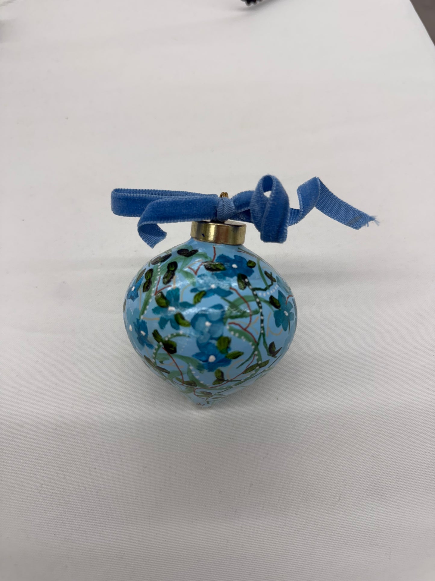 Blue floral Christmas ornament