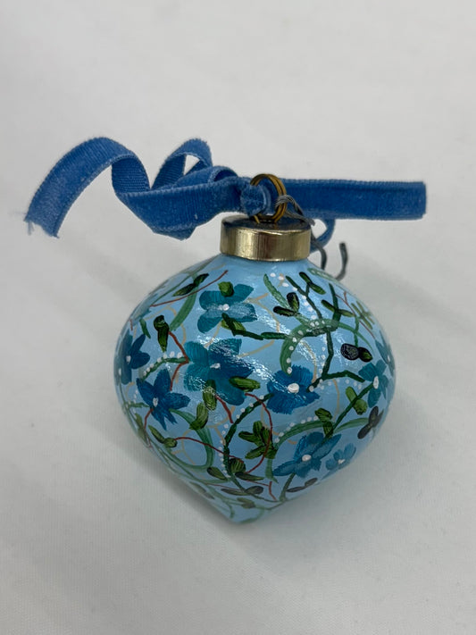 Blue floral Christmas ornament